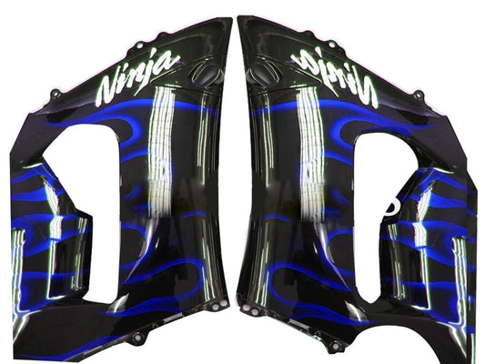 Carene 2005-2006 Kawasaki ZX6R 636 Black & Blue Flame Ninja Racing Generico