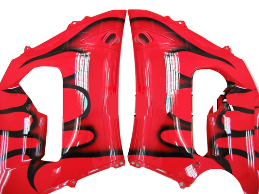 Carene 2005-2006 Kawasaki ZX6R 636 Red & Black Flame Ninja Generico