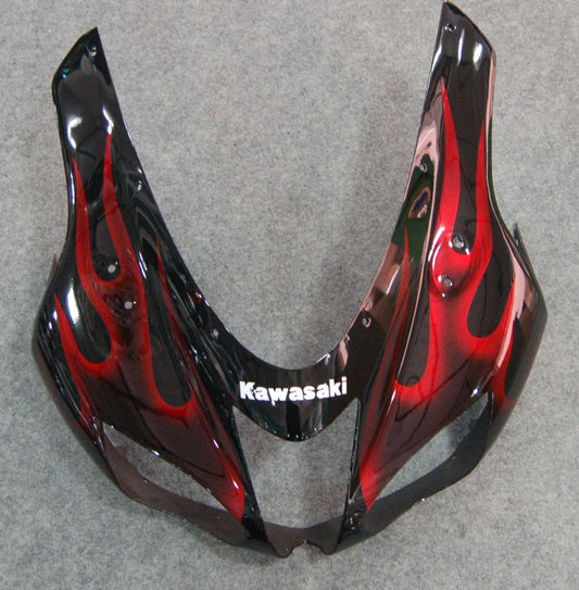 Carene 2007-2008 Kawasaki ZX6R ZX636 Black & Red Flame Ninja Racing Generico