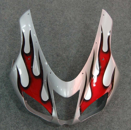 Carene 2007-2008 Kawasaki ZX6R ZX636 Silver & Red Flame ZX6R Generico