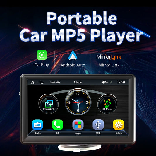 Lettore MP5 per auto FM con radio stereo Bluetooth wireless Carplay da 7" + fotocamera a 4 LED