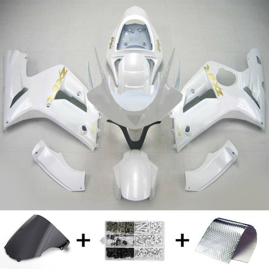 Amotopart 2003-2004 Kawasaki ZX6R 636 Kit di rivestimento Wei Es con logo d'oro