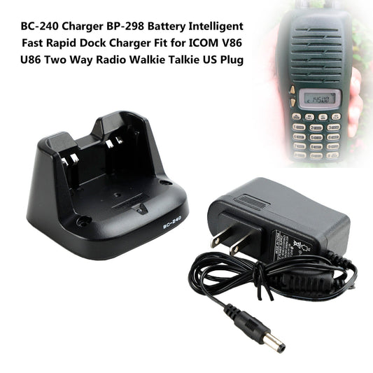 BC-240 Caricabatterie BP-298 Batteria Dock rapido per ICOM V86 U86 Radio bidirezionale Spina USA