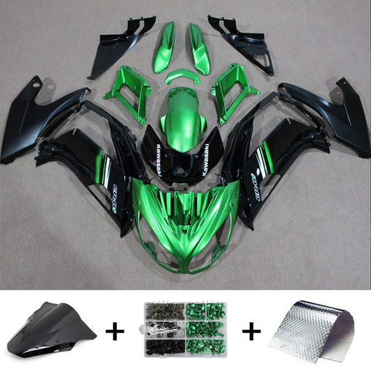 Amotopart 2012-2016 Kawasaki Ninja 650 kit di carenatura verde nera