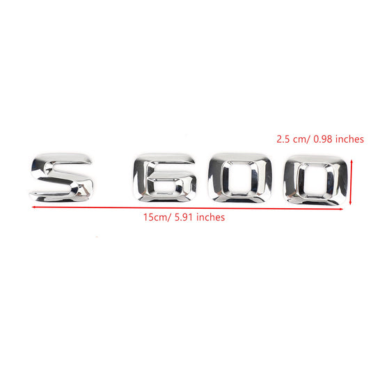 Distintivo dell'emblema del bagagliaio posteriore Targhetta decalcomania Lettere Numeri Fit Mercedes S600 Chrome Generico