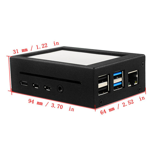 Custodia in lega di alluminio con display da 3,5 pollici + schermo LCD adatto per Raspberry Pi 4 modello B