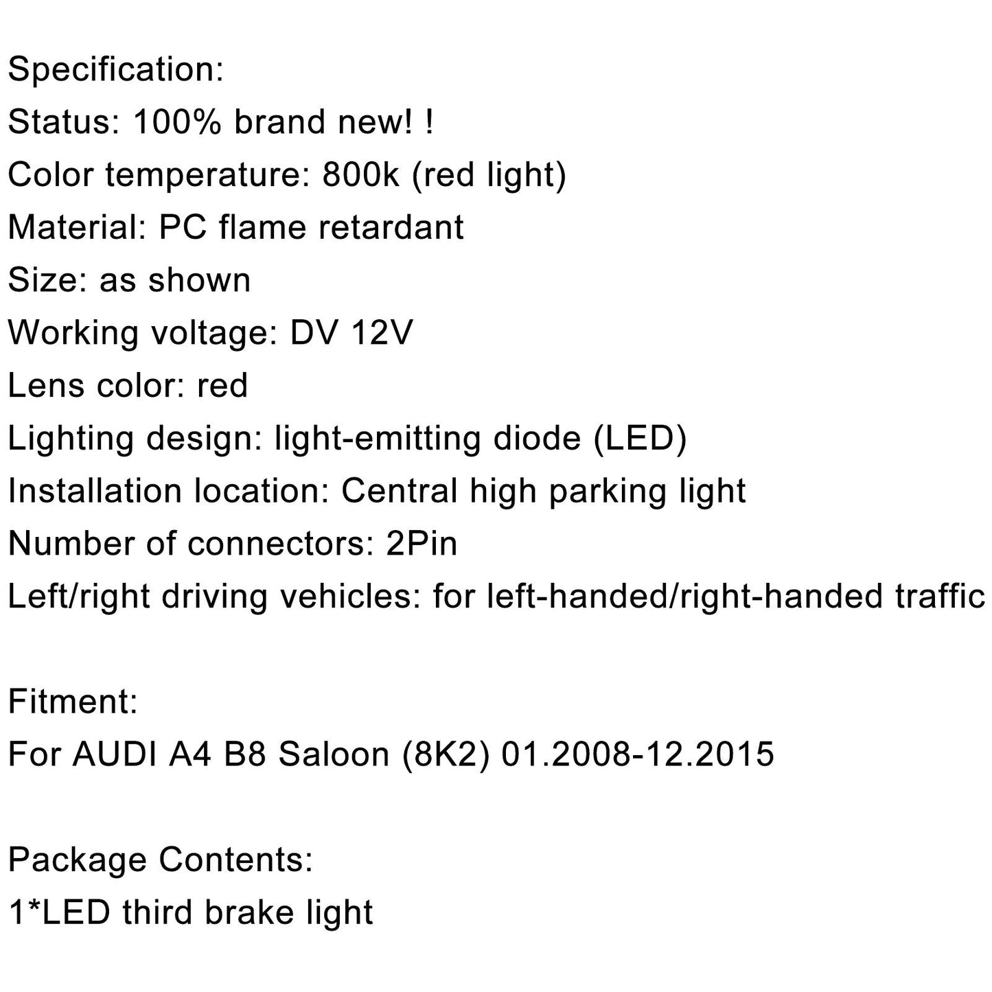 3 luce freno terza luce freno 8K5945097 per Audi A4 B8 berlina 2008-2015