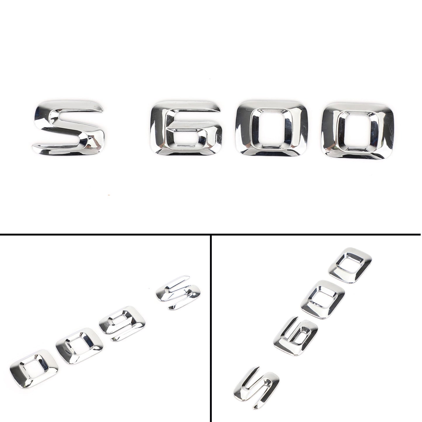 Distintivo dell'emblema del bagagliaio posteriore Targhetta decalcomania Lettere Numeri Fit Mercedes S600 Chrome Generico