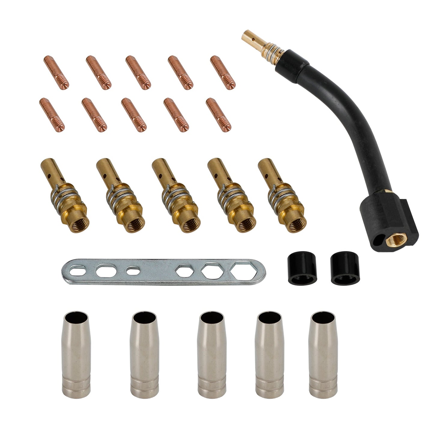 24 Pcs 15AK MIG/MAG Torcia di Saldatura Punte di Contatto Supporto Ugello Gas Collo di Cigno Parti