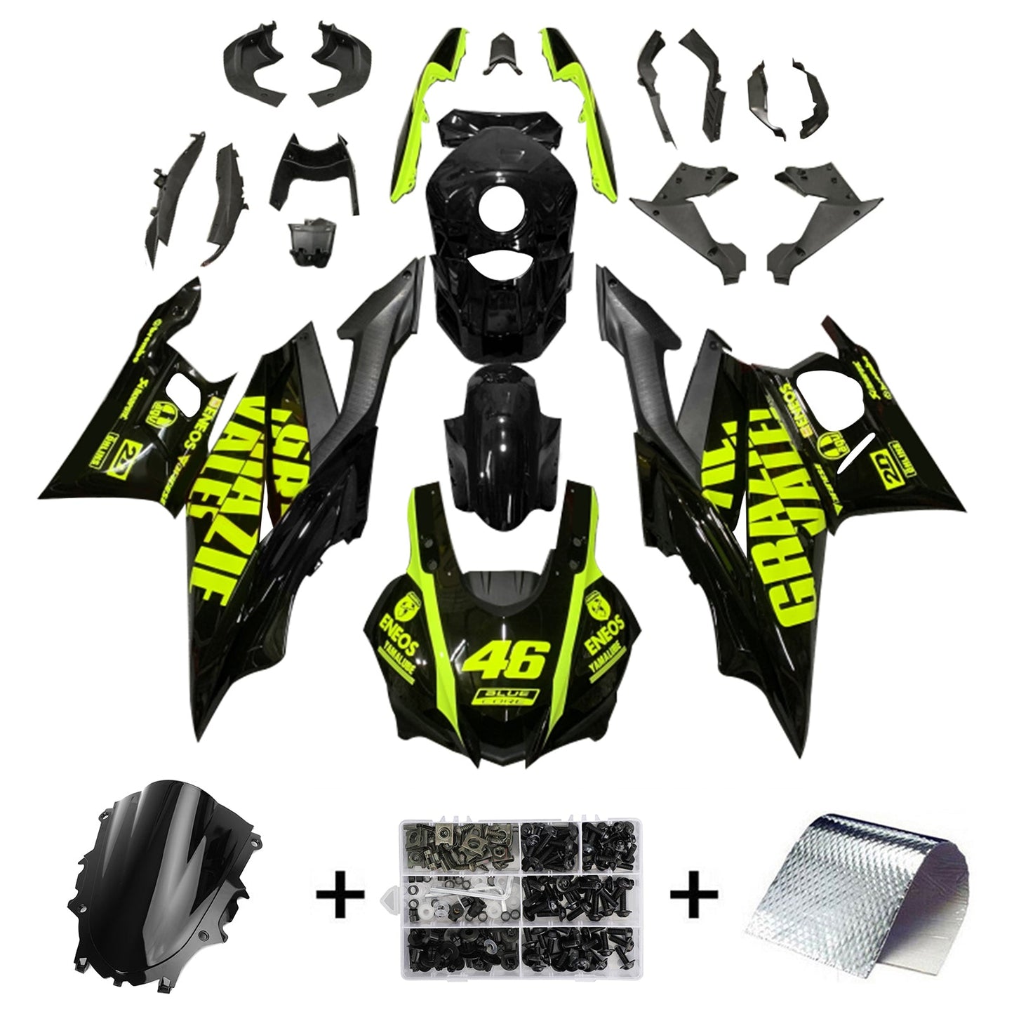 Amotopart Kit carena Yamaha YZF-R3 R25 2019-2021 Carrozzeria Plastica ABS