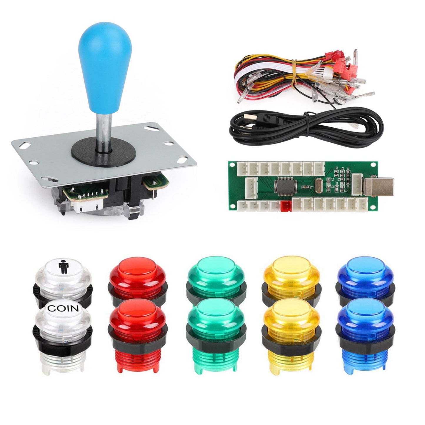 1 giocatore LED Arcade Kit di parti fai-da-te Encoder USB per PC Videogiochi Gamepad Joystick