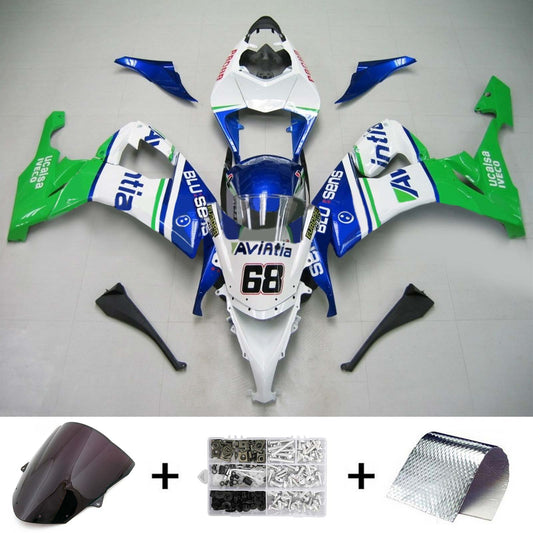 Amotopart Kawasaki ZX10R 2008-2010 Wei? Es Green Cladding Kit