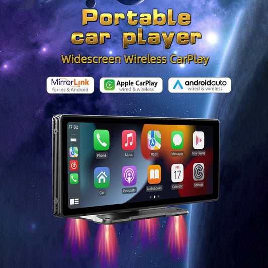 Lettore MP5 per auto FM con radio stereo Bluetooth wireless Carplay da 10,26 pollici + fotocamera a 4 LED