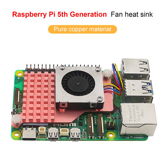 5a ventola del radiatore Raspberry pi5 Ventola di raffreddamento del ventilatore del dissipatore di calore in materiale di rame puro