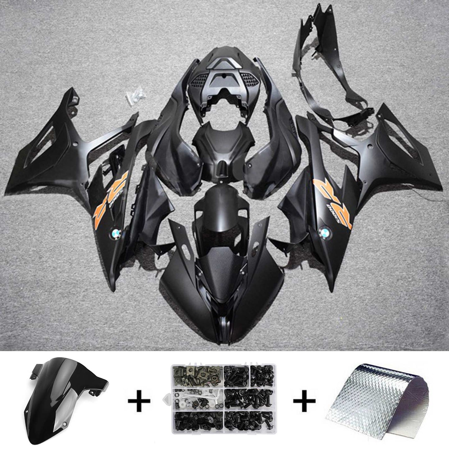 Amotopart 2019-2022 BMW S1000RR/M1000RR Kit di corse nero lucido