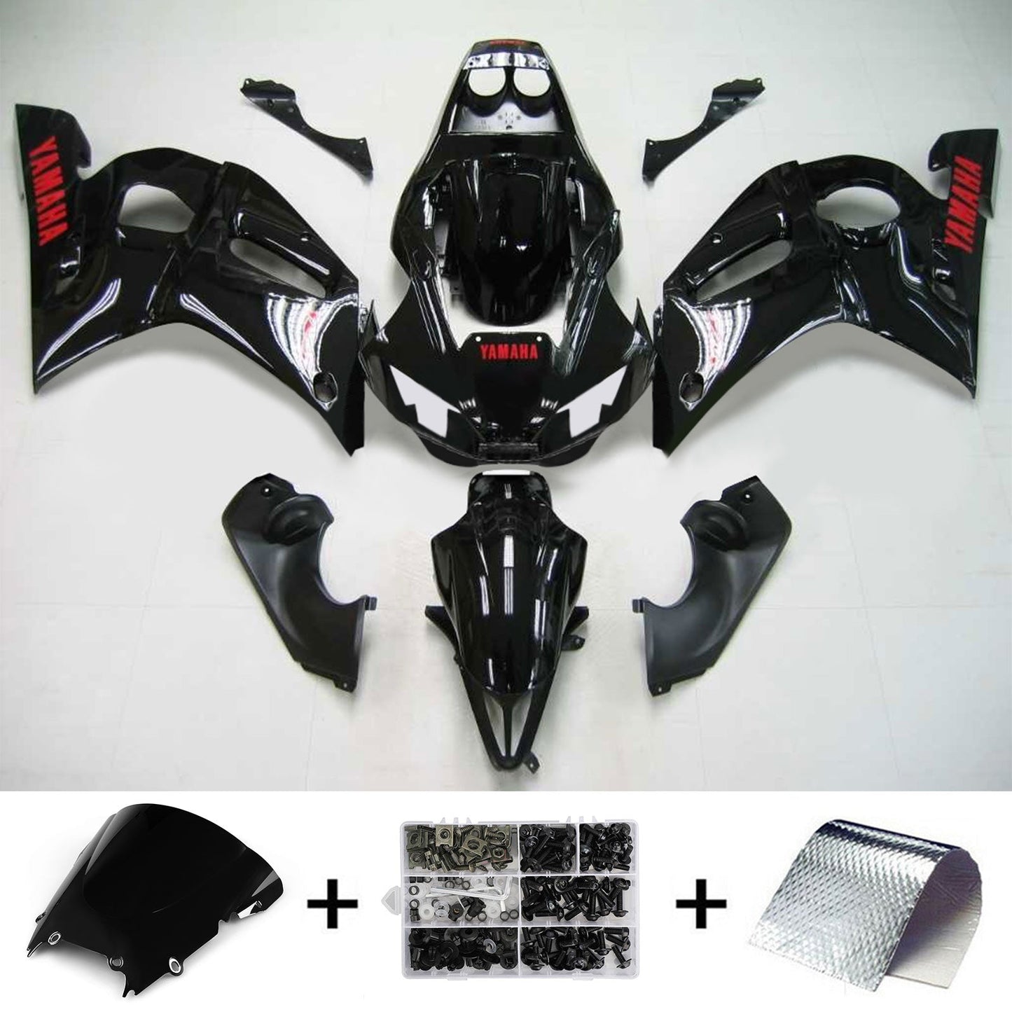 Amotopart Yamaha 1998-2002 YZF 600 R6 Kit di spostamento nero luminoso