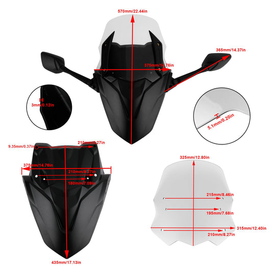2021-2023 Yamaha NMAX155 N-MAX 155 Parabrezza parabrezza moto ABS