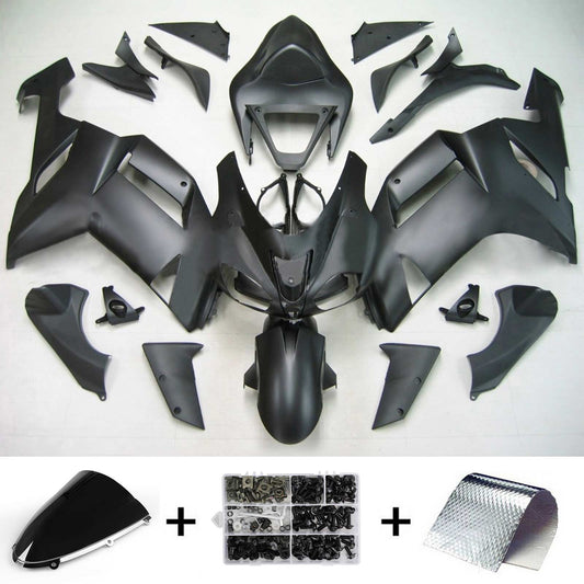 Amotopart Kawasaki 2007-2008 ZX6R 636 Mattes Black Fearing Kit