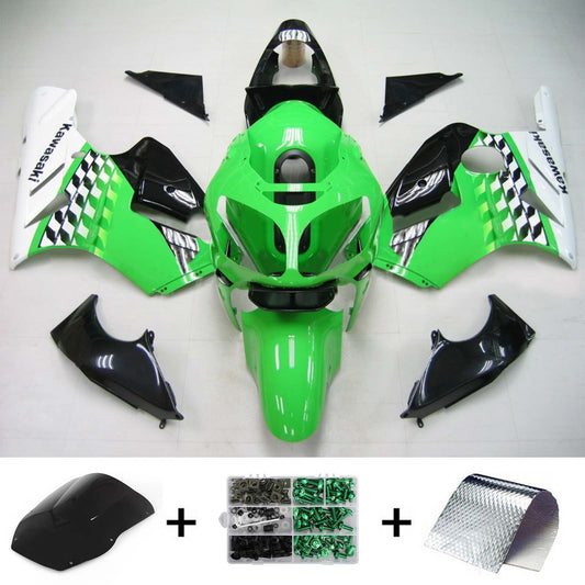 Amotopart Kawasaki 2000-2001 kit di vestia nera ZX12R Green