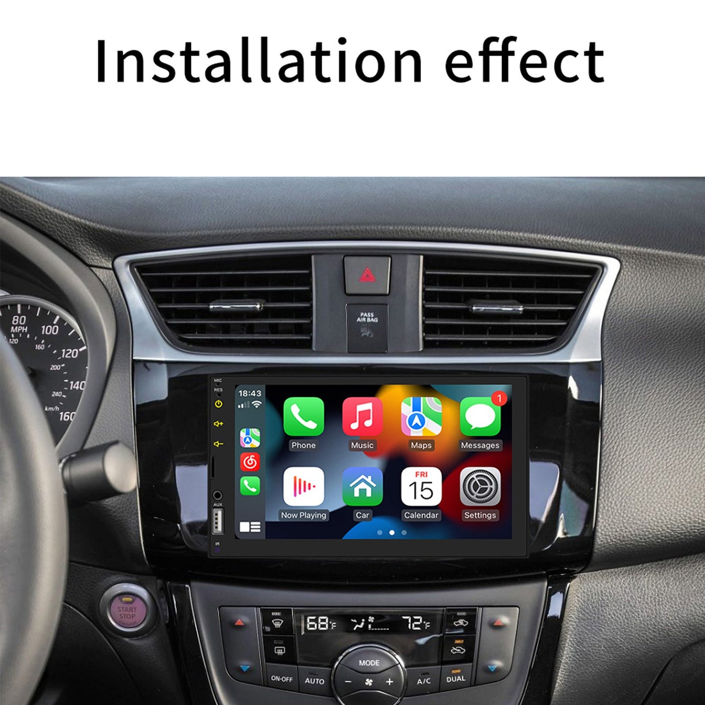 Lettore MP5 per auto Carplay cablato da 7" Bluetooth Scheda per auto MP3 Radio + fotocamera a 4 LED