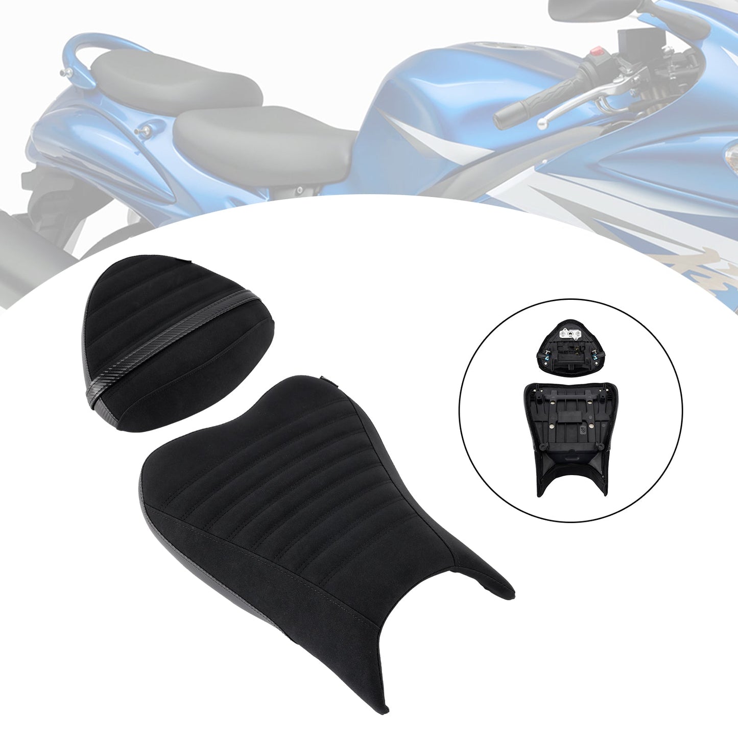 2022-2024 Per Suzuki Hayabusa 1300 Parte anteriore inferiore con sedile posteriore conducente passeggero nero1