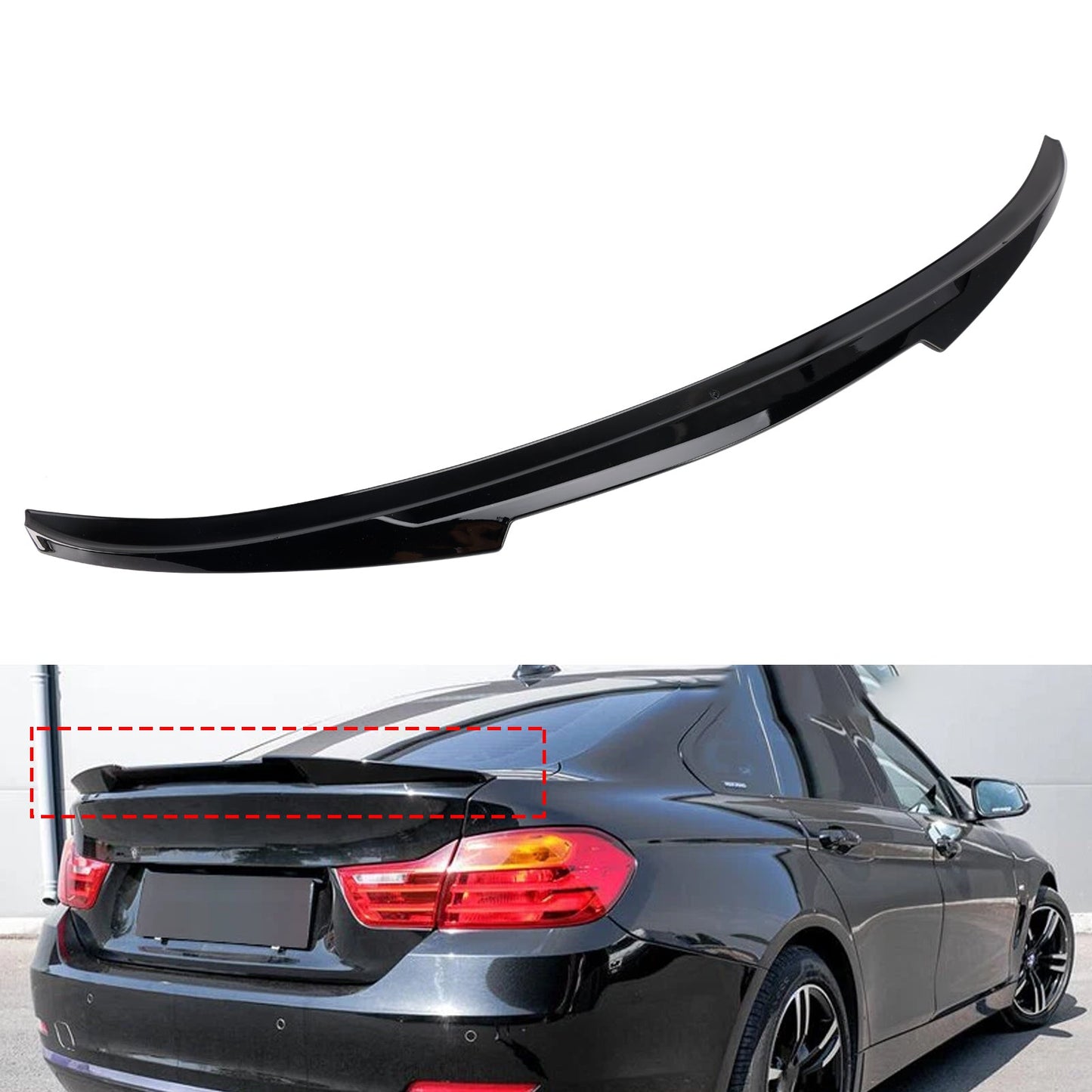 Spoiler posteriore nero lucido per BMW Serie 4 F36 14-20 4DR Coupé M4 Style