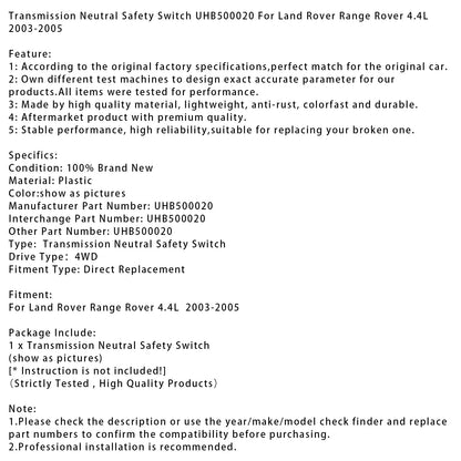 Interruttore di sicurezza in folle per Land Rover Range Rover 4.4L 2003-2005 UHB500020