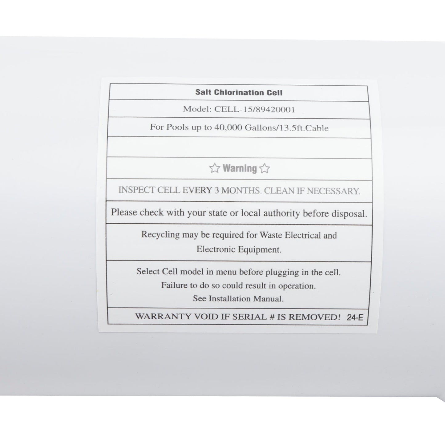 Cella di clorazione al sale W3T-CELL-15 TurboCell adatta per Hayward fino a 40.000 galloni