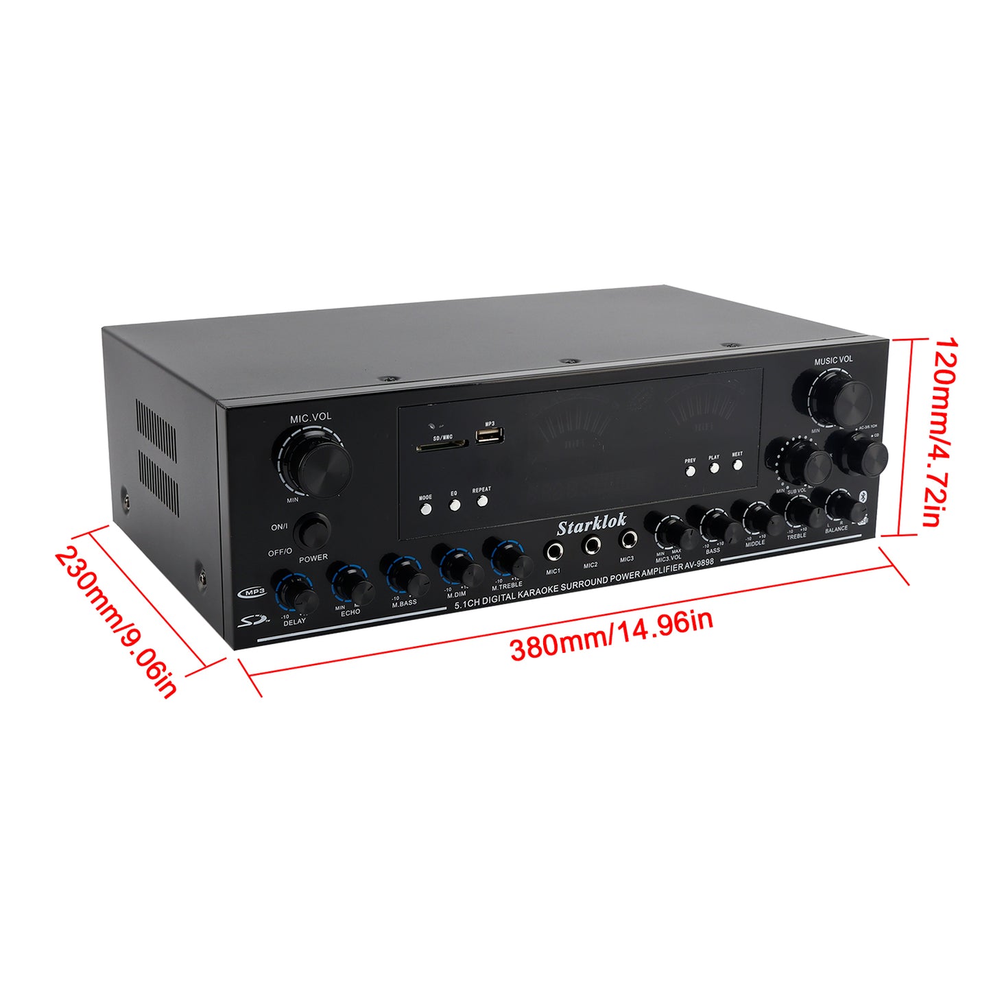 Bluetooth HiFi 2000W Stereo Power Amplificatore 5.1-Channel Subwoofer Amplifier