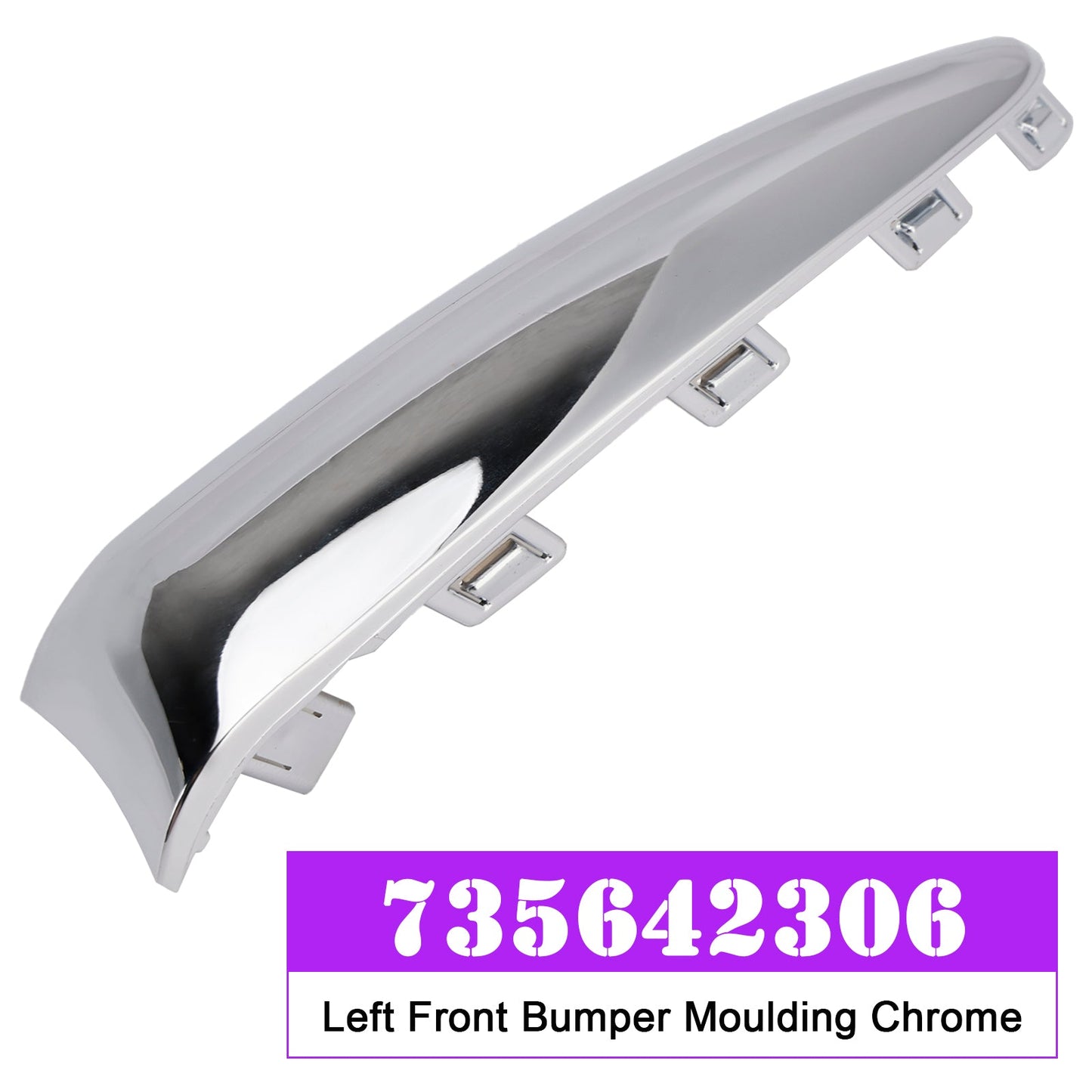 Modanatura paraurti anteriore sinistra Fiat 500 Lounge 2015.08-2020 cromata 735642306