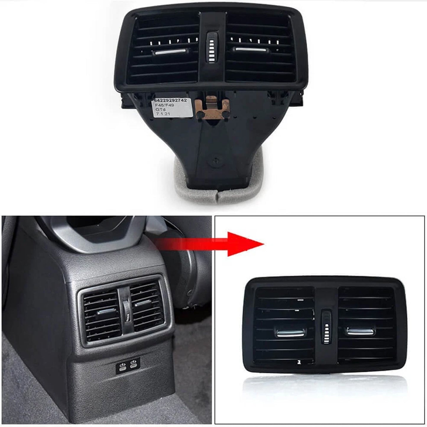 Griglia di ventilazione posteriore della console centrale BMW Serie 1 F52 2016-2021 64229292742
