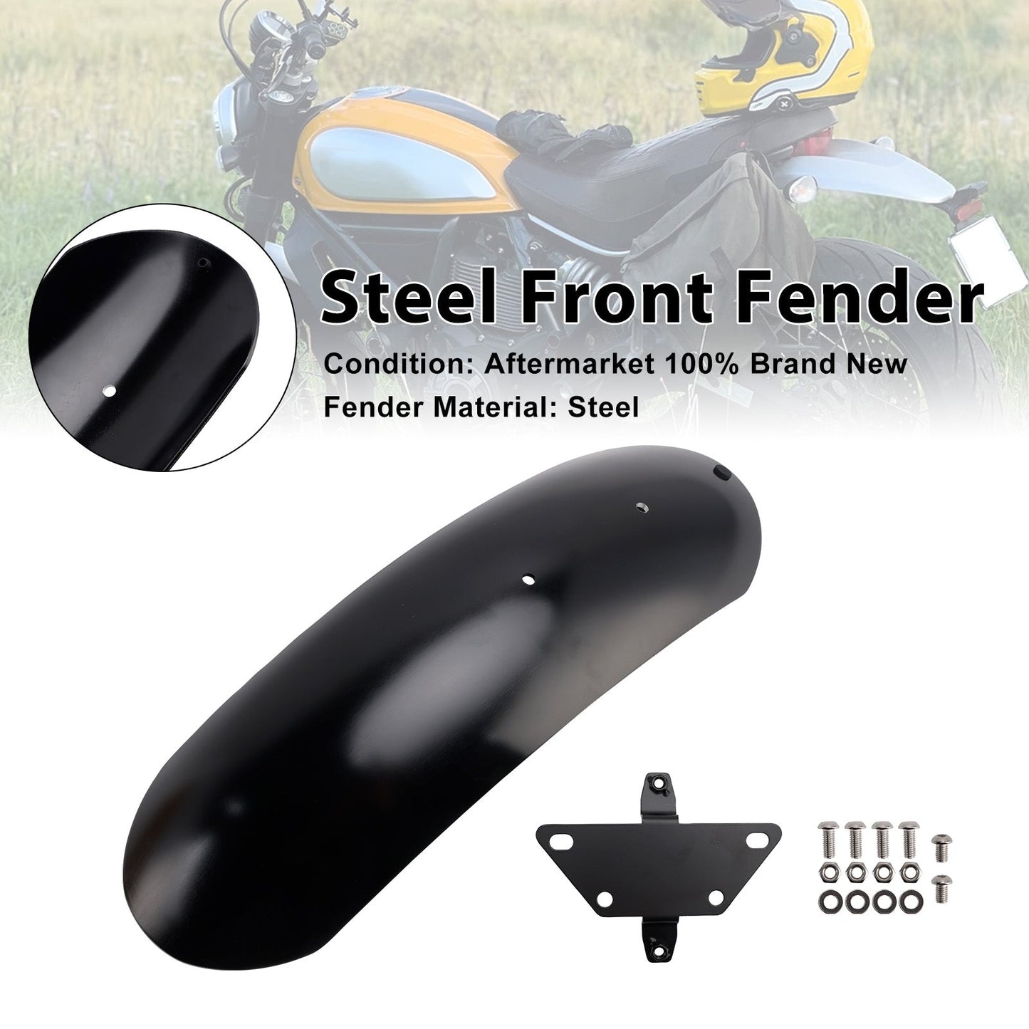 Parafango anteriore in acciaio per Ducati Scrambler 800 (Desert Sled/Nightshift/Full Throttle/Icon/Icon Dark/Urban Motard) 2015-2025