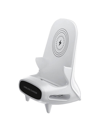 3 in 1 V8 Mini Sedia Caricabatterie Wireless Supporto per Telefono Supporto per Ricarica Telefono Altoparlante