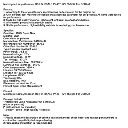 Lampada per moto Allseason HS1 64185ALS PX43T 12V 35/35W per OSRAM