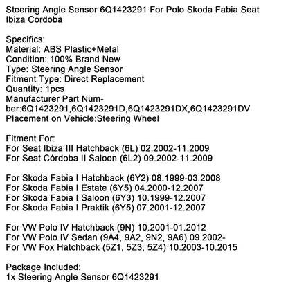 Sensore angolo sterzo 6Q1423291 per Polo Skoda Fabia Seat Ibiza Cordoba