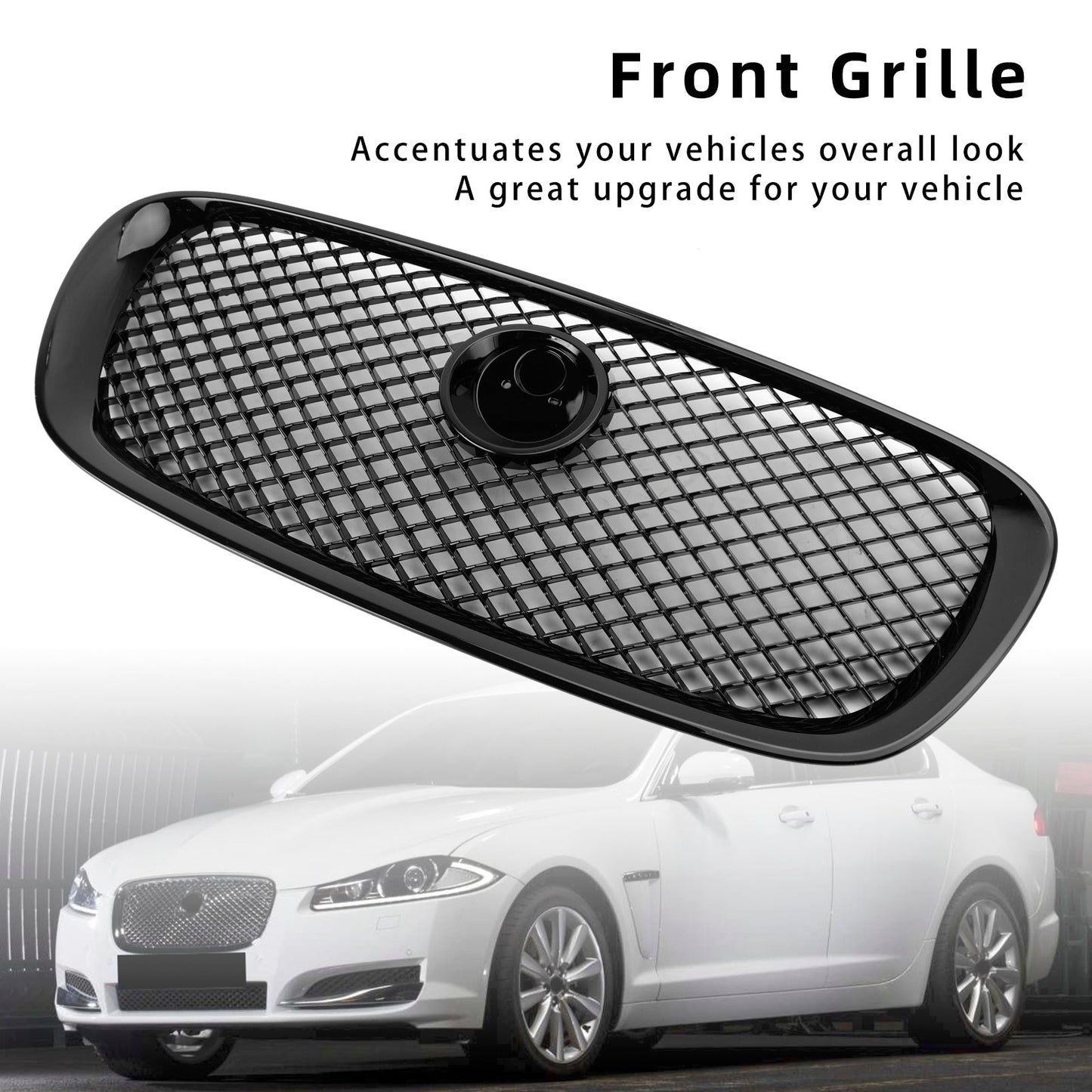 Per Jaguar XF XF-R Style 2008-201 Griglia paraurti anteriore 1 nero lucido