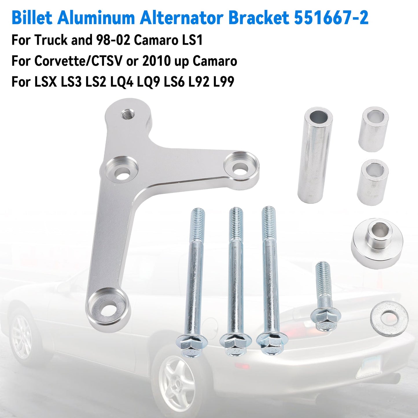 Staffa alternatore in alluminio billet 551667-2 per Camaro LS1 LSX LS3 1998-2002