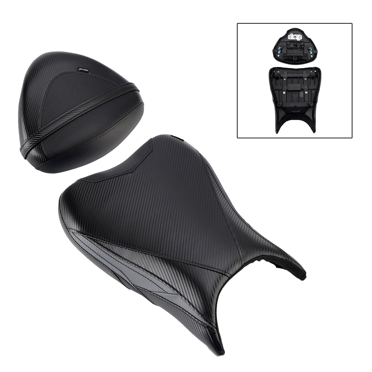 Kit cuscini passeggero Raider anteriori e posteriori per Suzuki GSX1300R 2022-2024, colore nero.