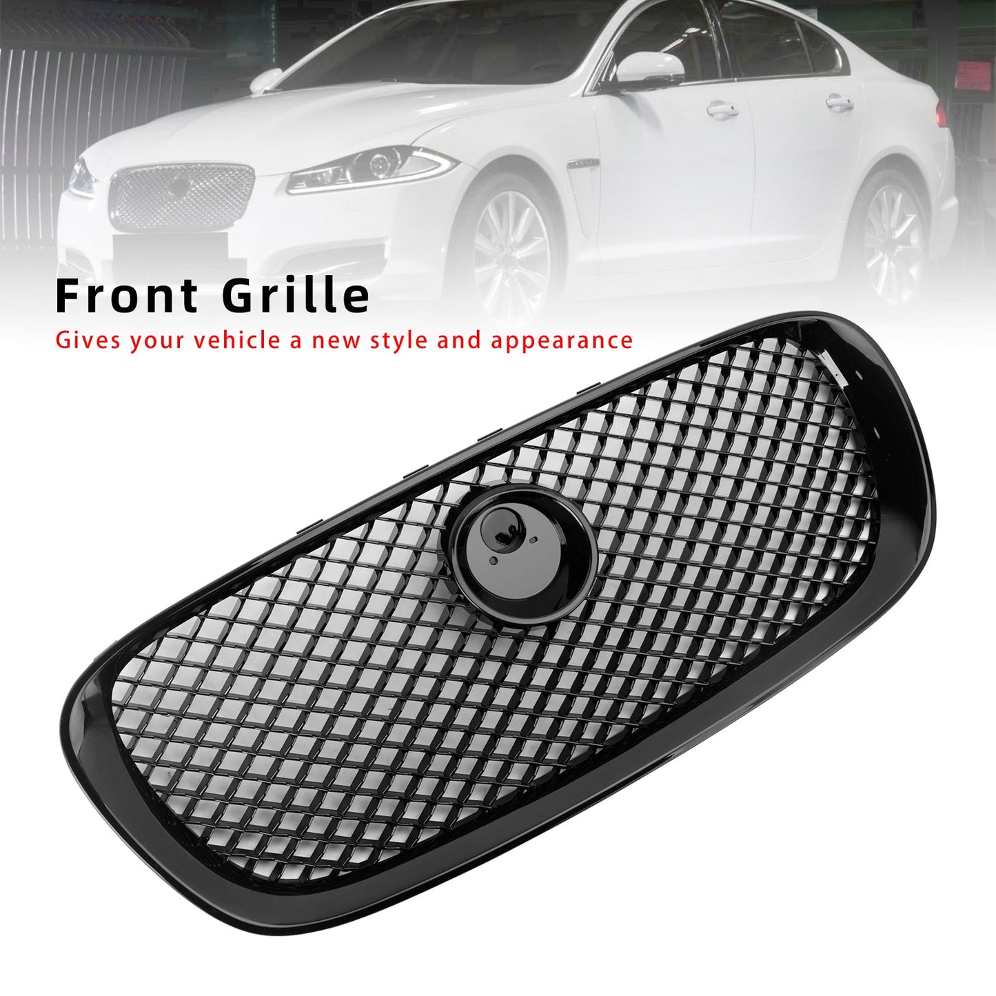 Per Jaguar XF XF-R Style 2008-201 Griglia paraurti anteriore 1 nero lucido