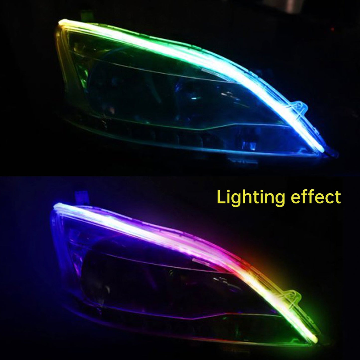 Striscia di luce iridescente per fari a LED per auto ultrasottili, con controller APP, 60 cm