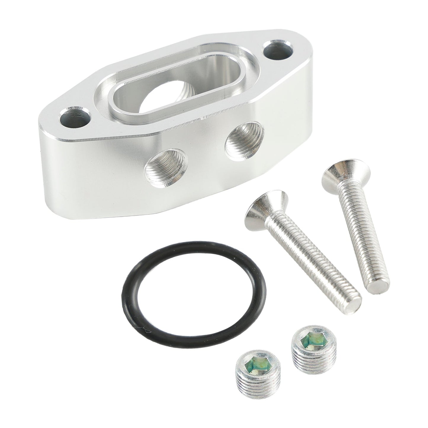 Piastra adattatrice per linea di alimentazione dell'olio Billet LS Twin Turbo Dual 90 gradi 1/8" NPT