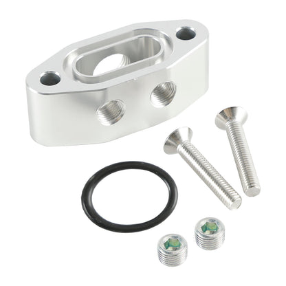 Piastra adattatrice per linea di alimentazione dell'olio Billet LS Twin Turbo Dual 90 gradi 1/8" NPT