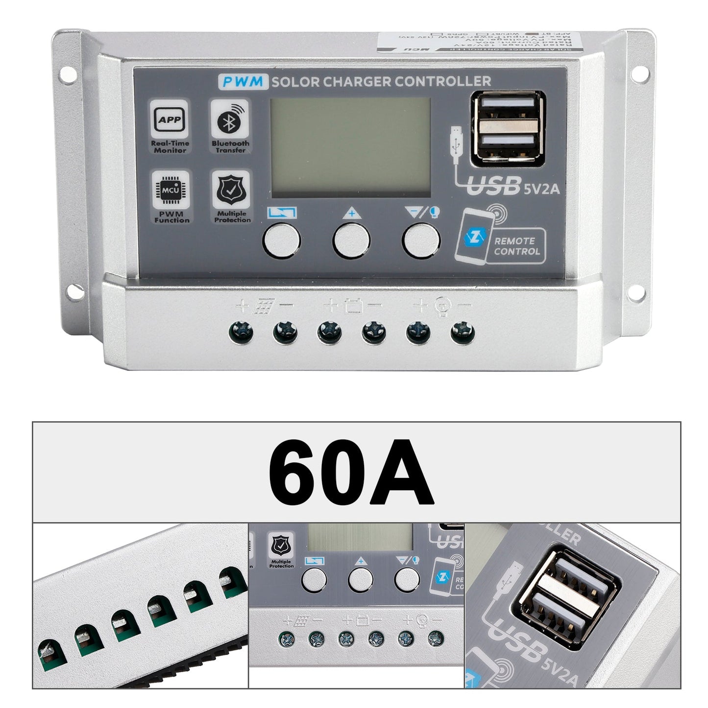 Regolatore solare PWM 10A-60A APP mobile Regolatore solare di controllo intelligente