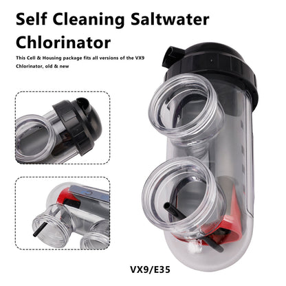 Cella di ricambio per cloratore ad acqua salata con alloggiamento per Astral/Hurlcon VX9/E35