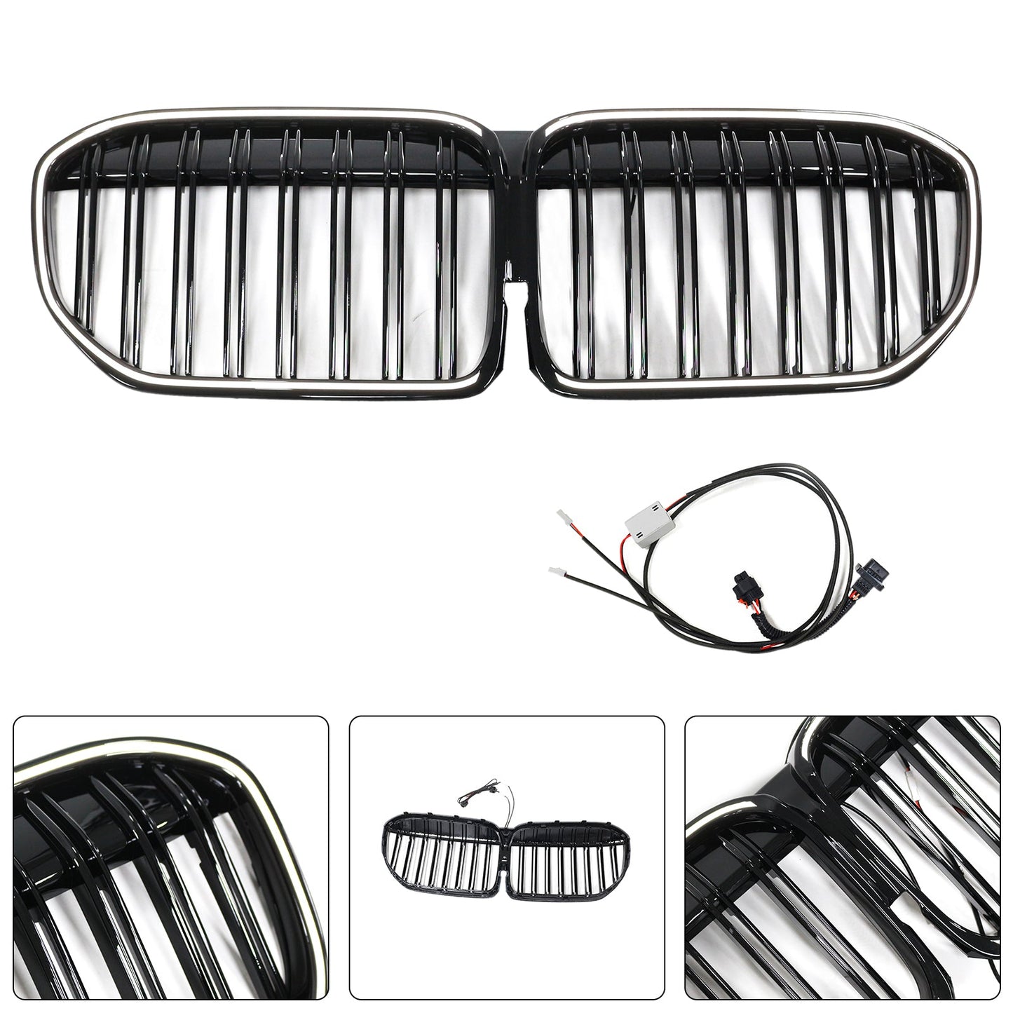 Griglia anteriore nera lucida a doppia stecca per BMW Serie 7 G11 G12 2019-2022