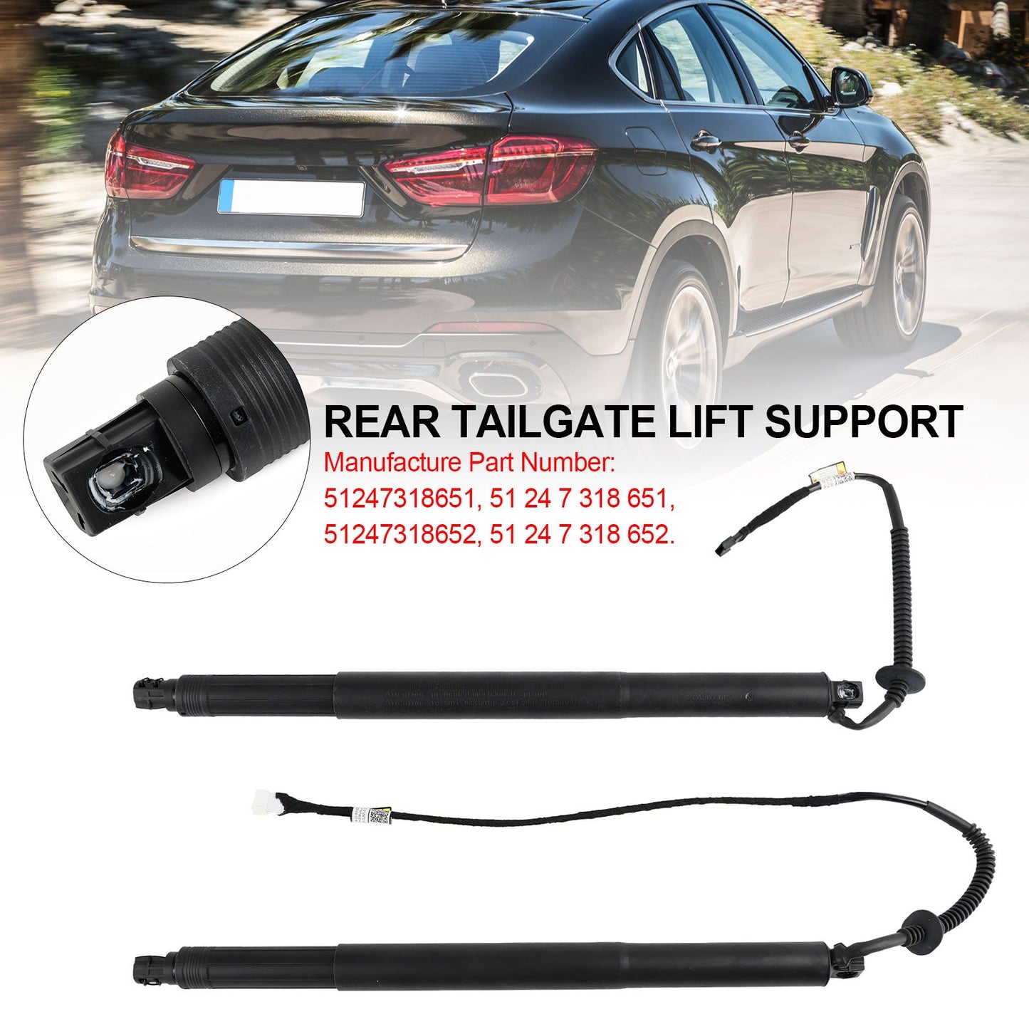 Supporto di sollevamento elettrico per portellone posteriore 2 pezzi per BMW X6 F16 F86 SUV xDrive 50i 4395ccm 449HP 330KW (benzina) 2014-2019 51247318651