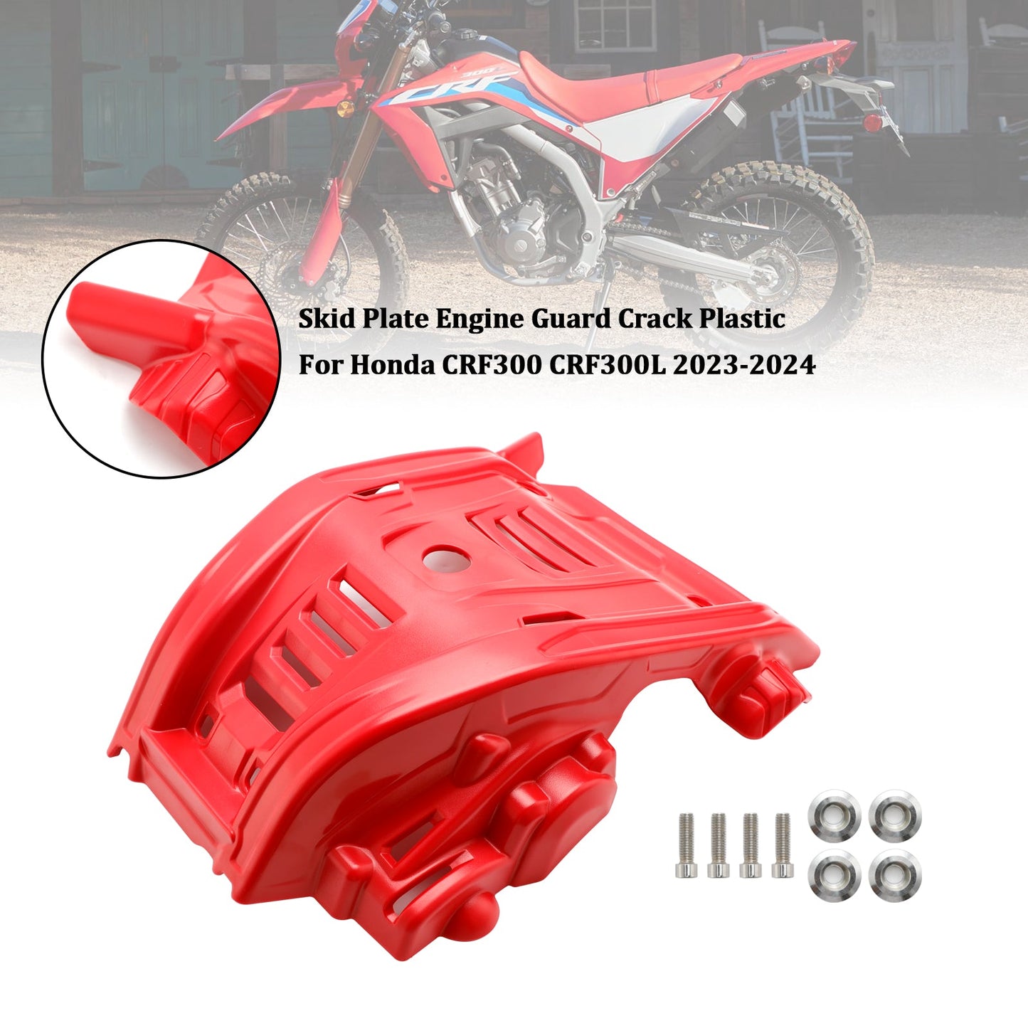 Piastra paramotore Honda CRF300 CRF300L 2023-2024 Protezione motore in plastica crepata