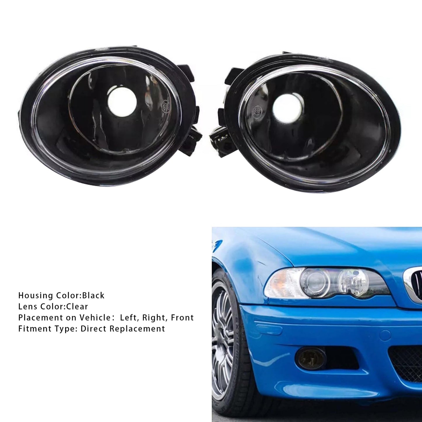 Coppia di fari fendinebbia anteriori senza lampadine per BMW E46 Serie 3 2001-2006