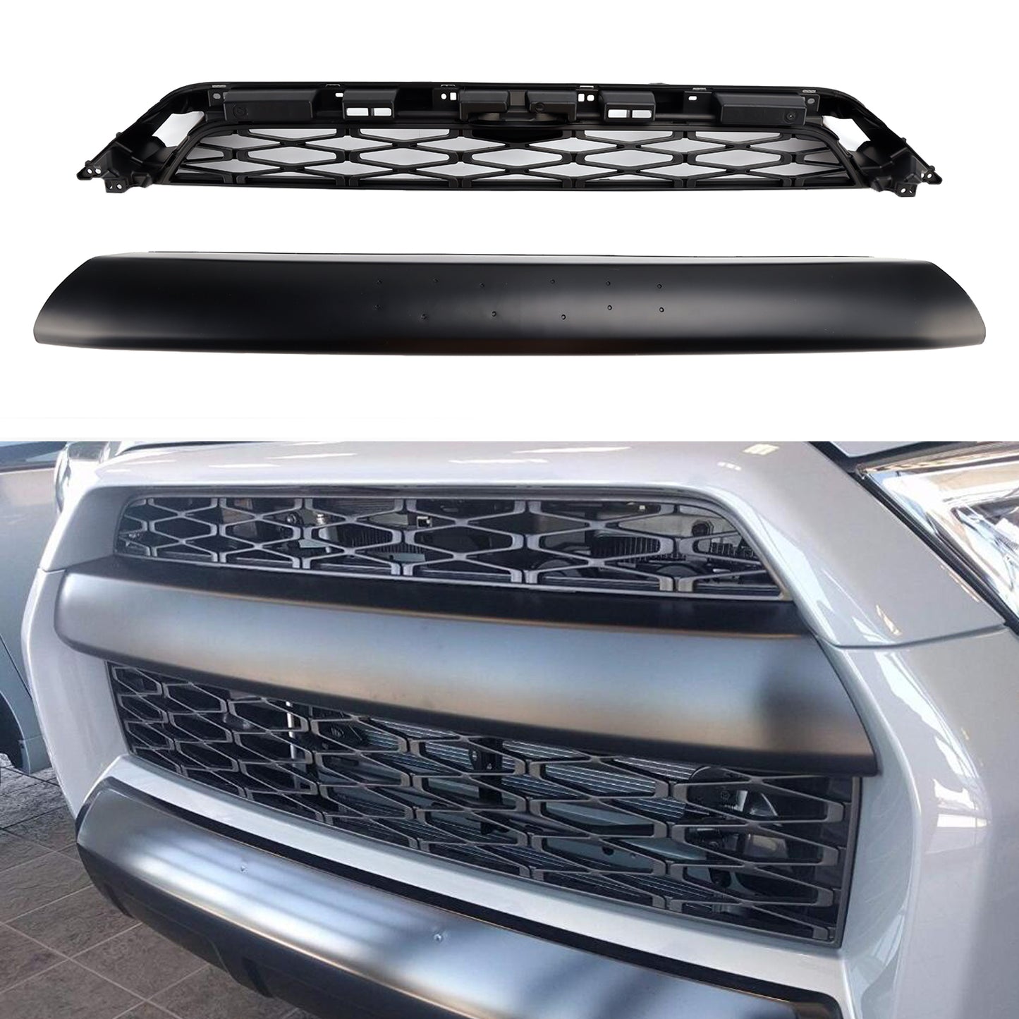 2pcs Front Bumper Grille Grill Per Toyota 4Runner TRD PRO 2014-2019 Black