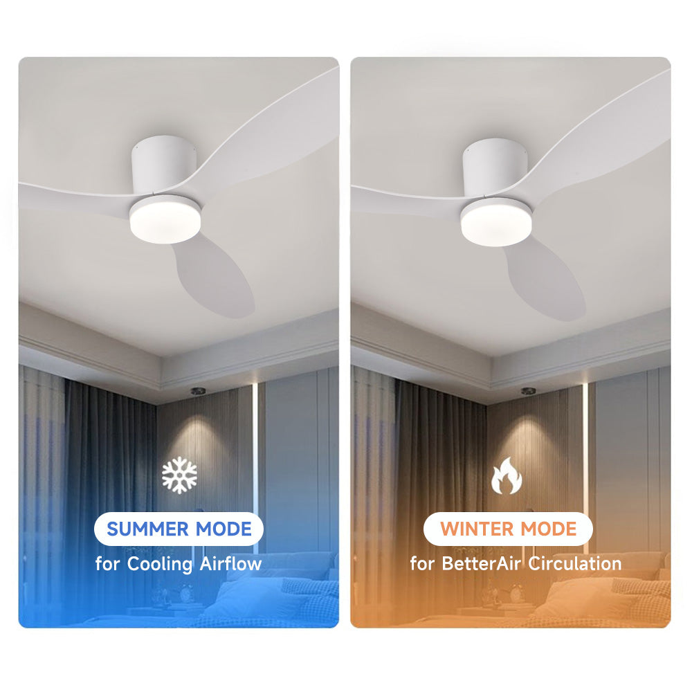 Dimmable LED  DC Motor 42” Profile Ceiling Fans with Lights Remote/App Control